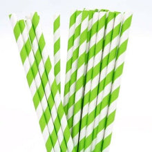 Load image into Gallery viewer, Paper Smoothie Straws Lime Green Stripe x 250

