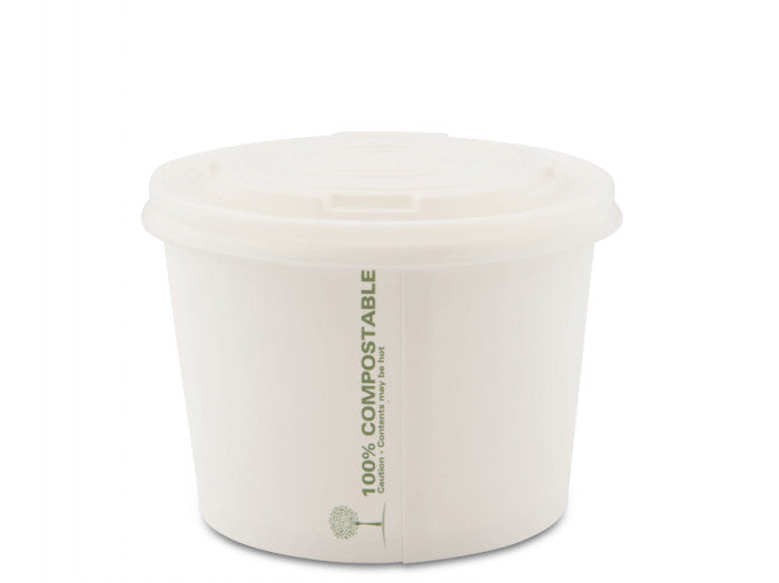 12oz Compostable Soup Containers + Lids x500 Scottish Disposable Supplies