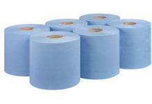 Load image into Gallery viewer, Blue 2ply Centre Feed Rolls 60m
